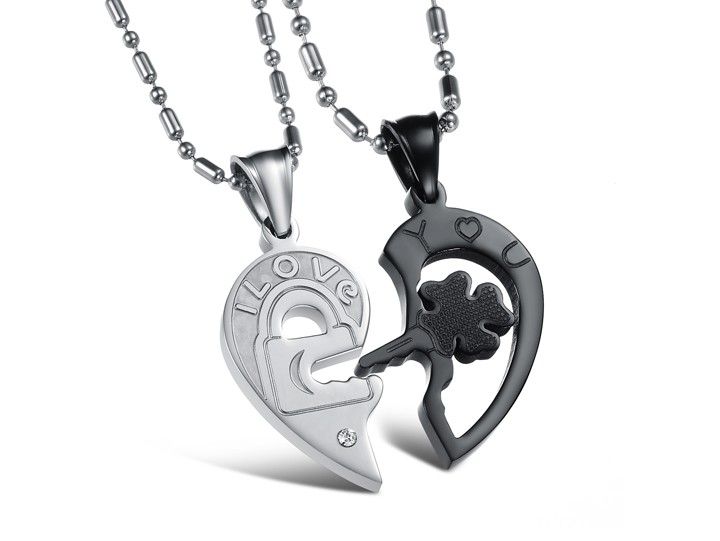 Apparel versatile fashion love puzzle pendant couple necklace Valentines Day jewelry