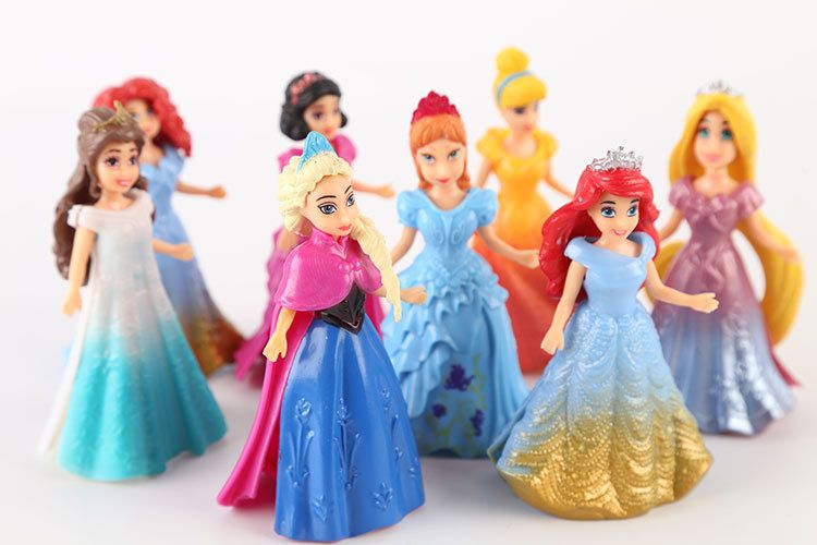 8pcs//Set Mermaid Snow White Cinderella Belle Merida Anna Elsa action figures