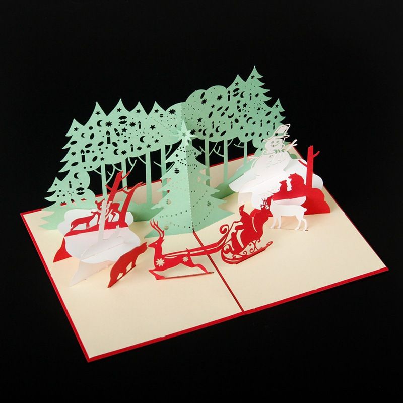 Handmade Santa Ride Christmas Cards Creative Kirigami Origami 3d Pop Up Greeting Card Tree Design For Kids Friends Hot Birthday Greetings Birthday Greetings Card From Billshuiping 120 21 Dhgate Com