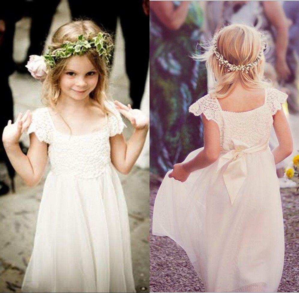 Boho Sleeves Floor Length Flower Girl Dresses For Weddings 2018