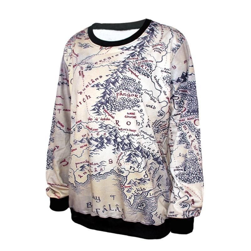 middle earth map sweatshirt 2020 Fashion Lord Of The Rings Hoodie Middle Earth Map Punk Women middle earth map sweatshirt