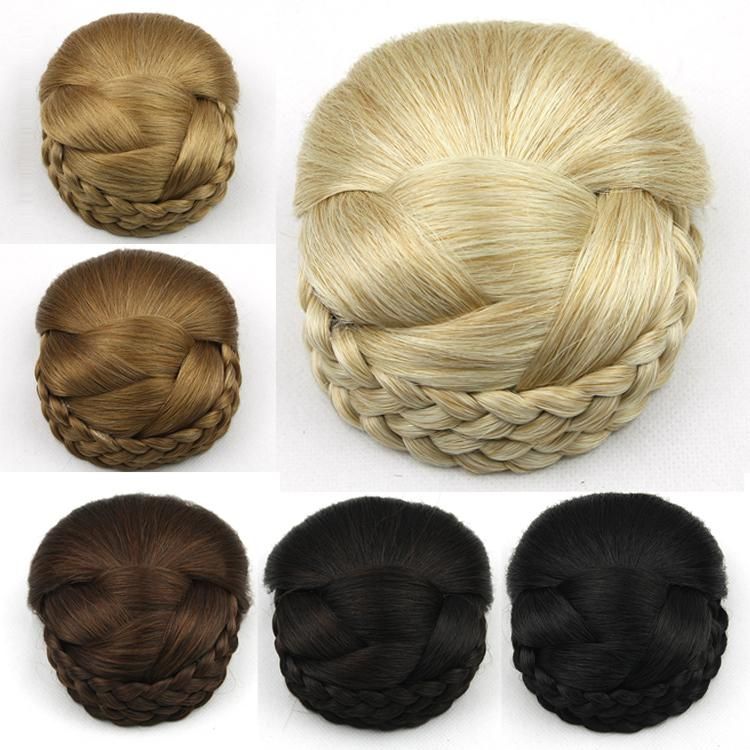 Wholesale Blonde Braided Clip In Hair Bun, Hair Chignon Hairpiece