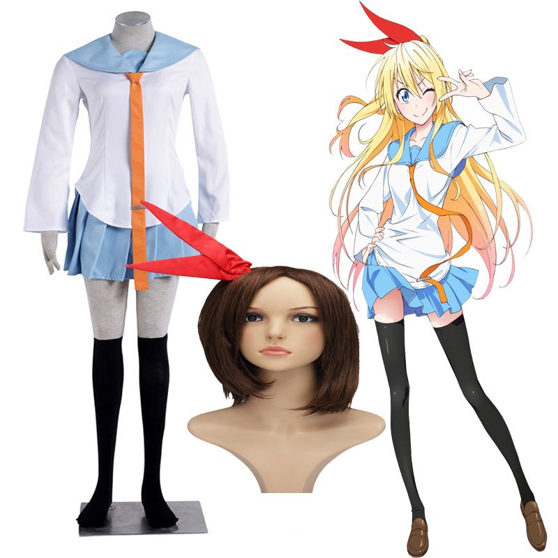 Hot Nisekoi Kirisaki Chitoge Cosplay Costume Onodera Kosaki School Uniform dress 