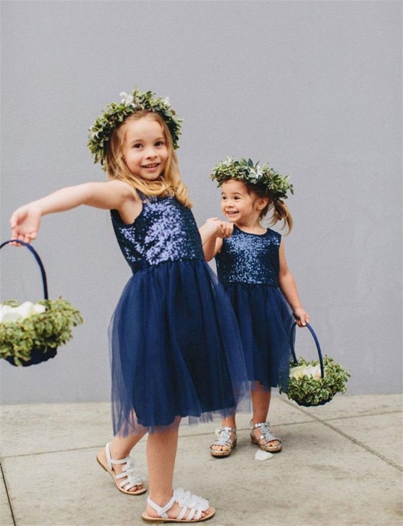 dark navy flower girl dress