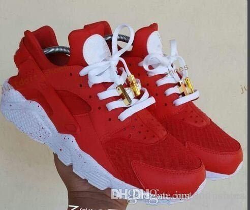 red and white huaraches mens