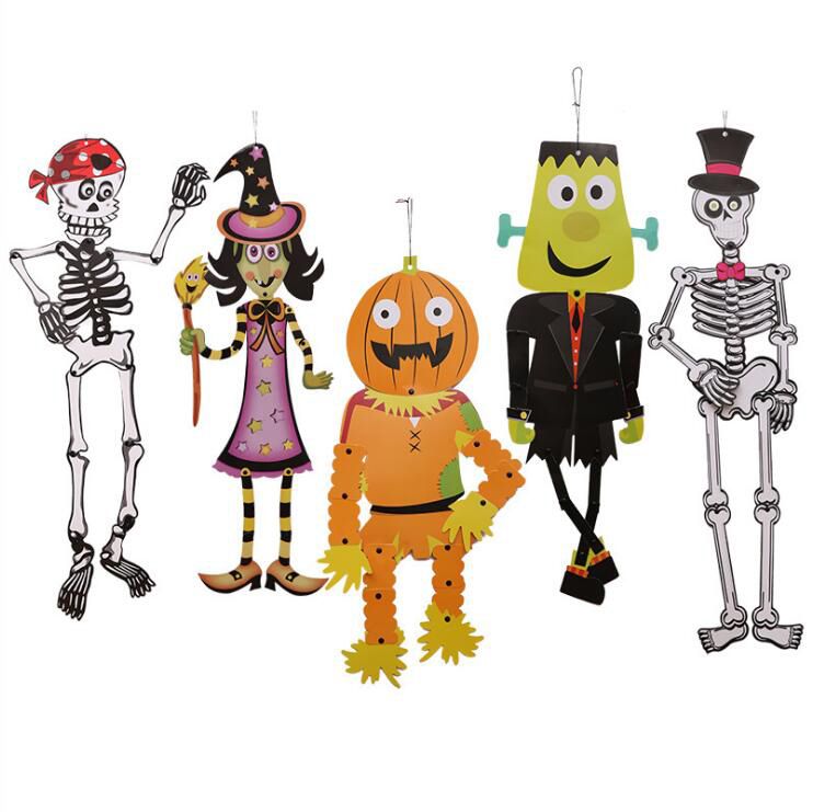 Halloween Party Diy Paper Pendant Skeletons Zombies Pumpkin Witch