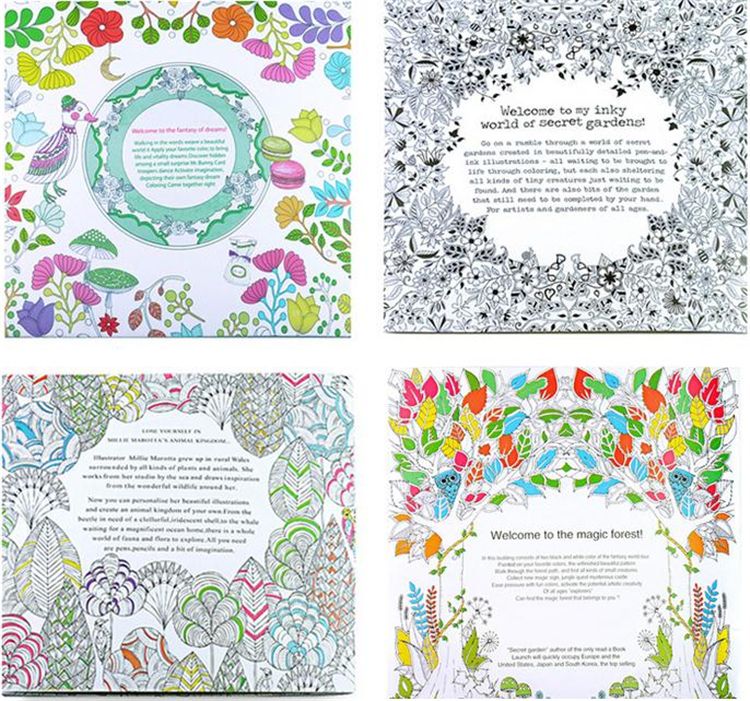 New Baby Secret Garden Coloring Book Painting Drawing 24 Pages Animal Kingdom Enchanted Forest Relieve