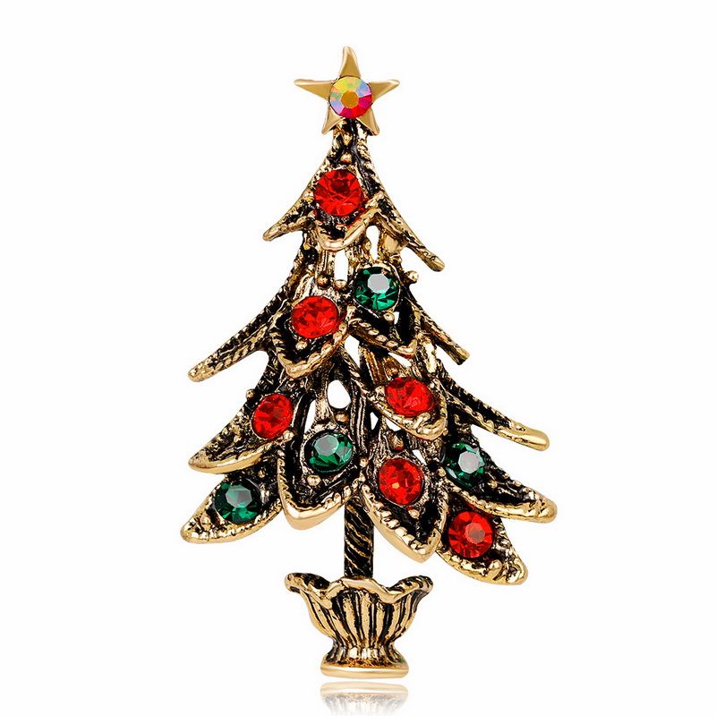 2020 Brand New Christmas Brooch Creative Vintage Alloy Rhinestone Christmas Tree Brooches Antique Gold And Sliver Plated Dhl From Romanda123 0 89 Dhgate Com