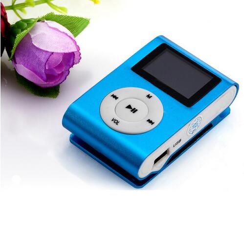 Lettore MP3 digitale con clip in metallo Mini con schermo LCD da 1,8 pollici Supporto TF Card USB 2.0 con jack per cuffie da 3,5 mm Blu 