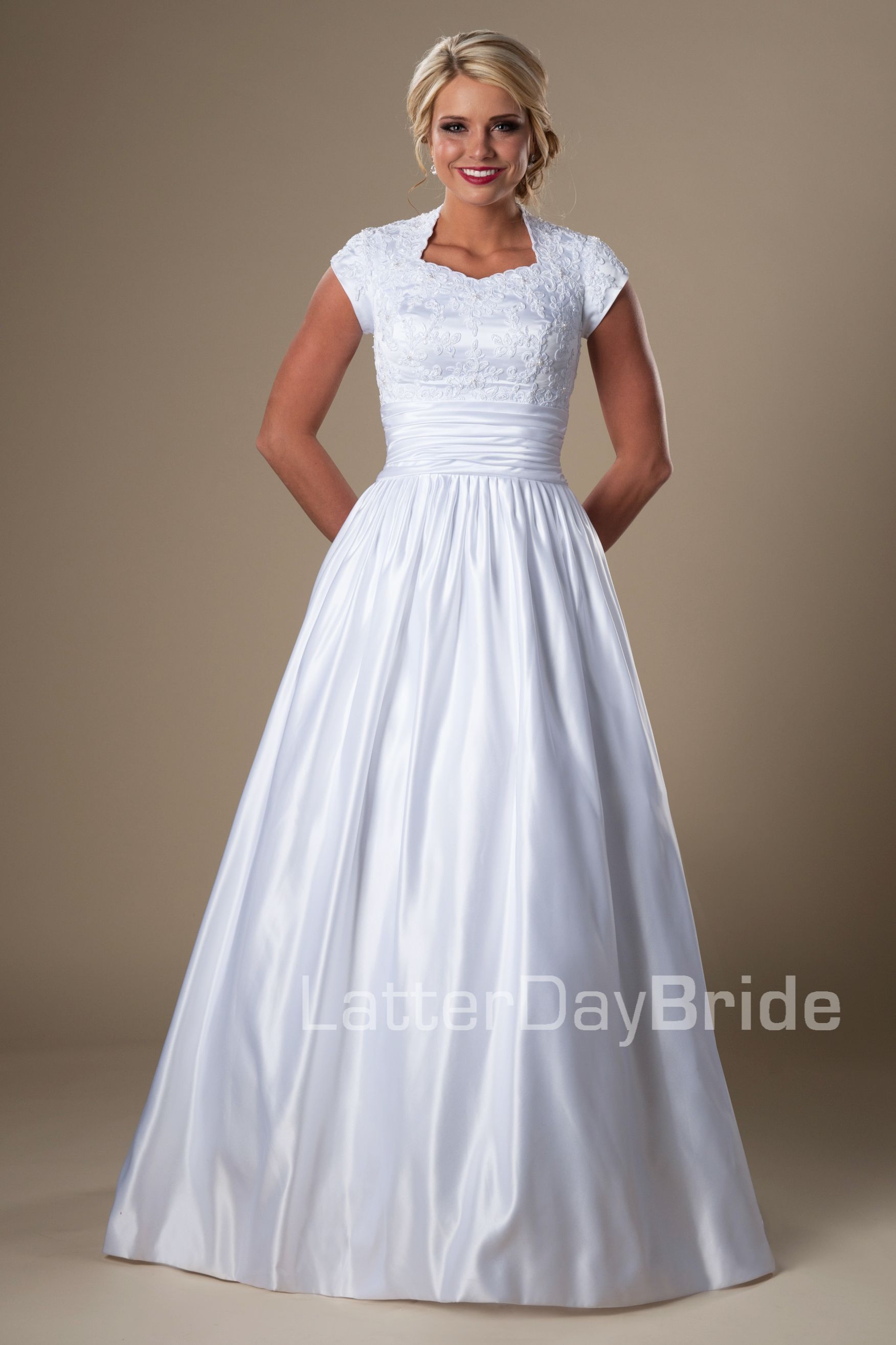 simple short sleeve wedding dress