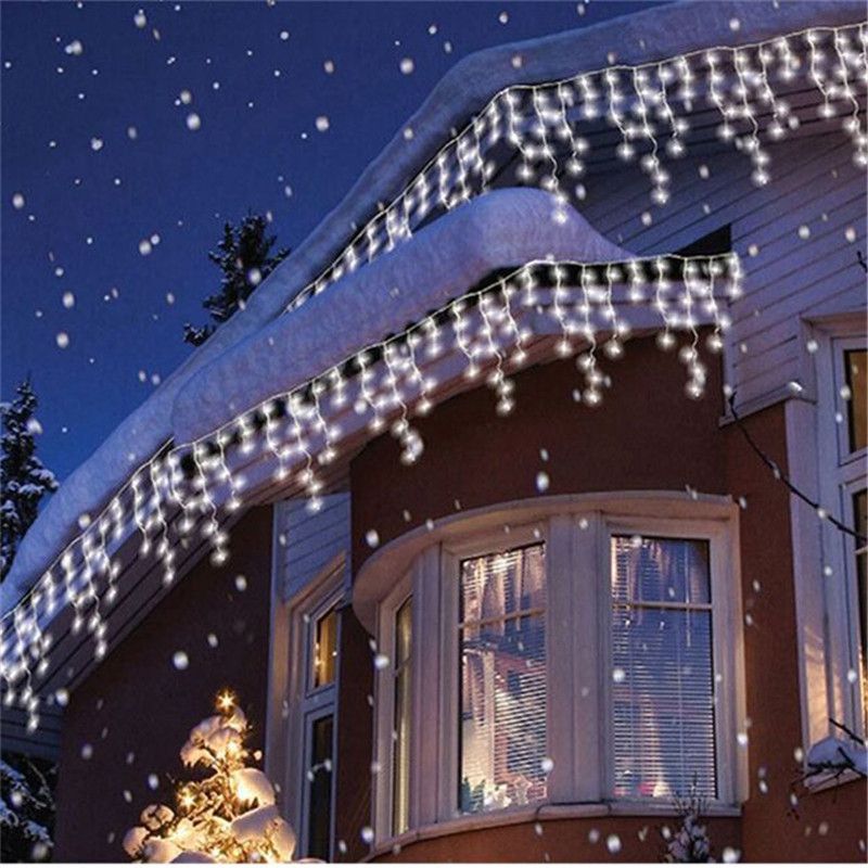 New Year Wave Led Curtain Icicle String Lights Length 3.5m Droopth 0.3m 0.4m 0.5m Outside Roof