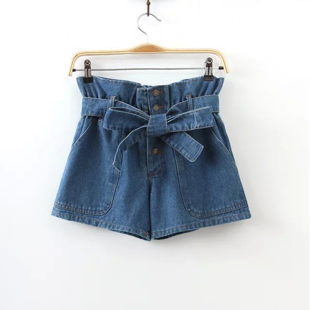 jean shorts with tie