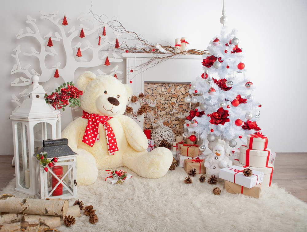 Christmas Tree 2022 Teddy Bear 2022 Horizontal Photography Backdrop Vinyl White Christmas Tree With Silver  Red Balls Flowers Big Toy Bear Children Kids Photo Studio Background From  Backdropstore, $16.73 | Dhgate.com