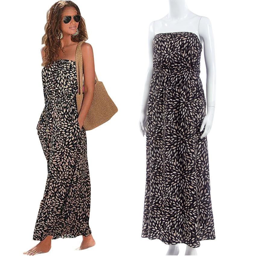 elastic tube top maxi dress