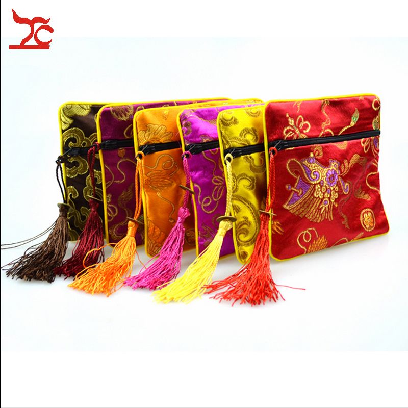 4 1/2 Square Chinese Silk Jewelry Pouch Display Packaging Colorful