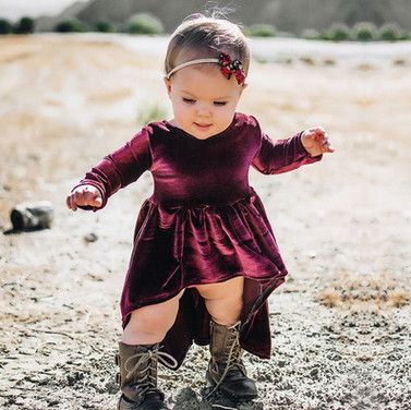 robe en velour pour petite fille