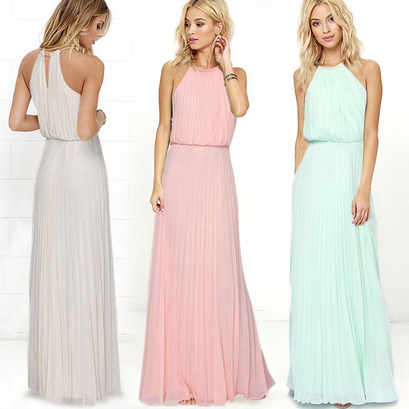 light pink casual maxi dress