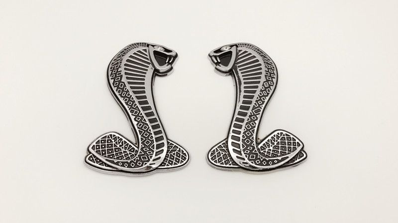 Silver Cobra Snake Grille Emblem Mustang Auto Car Logo Metal Badge Decal Brand