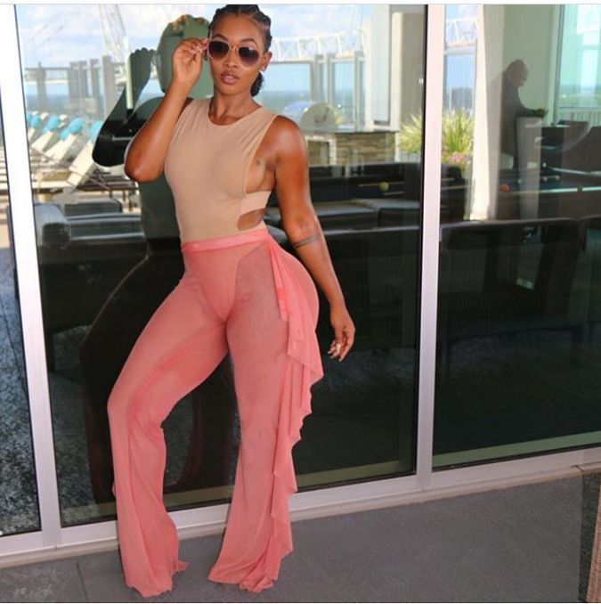 black sheer swim pants