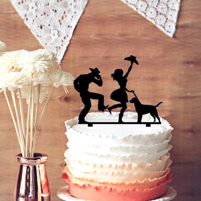 Dancing Cowgirl And Cowboy With Pet Dog Silhouette Rustic Wedding Cake Topper Anniversary Dancing Cowgirl And Cowboy With Pet Dog Silhouette Rustic Wedding Cake Topper Anniversary