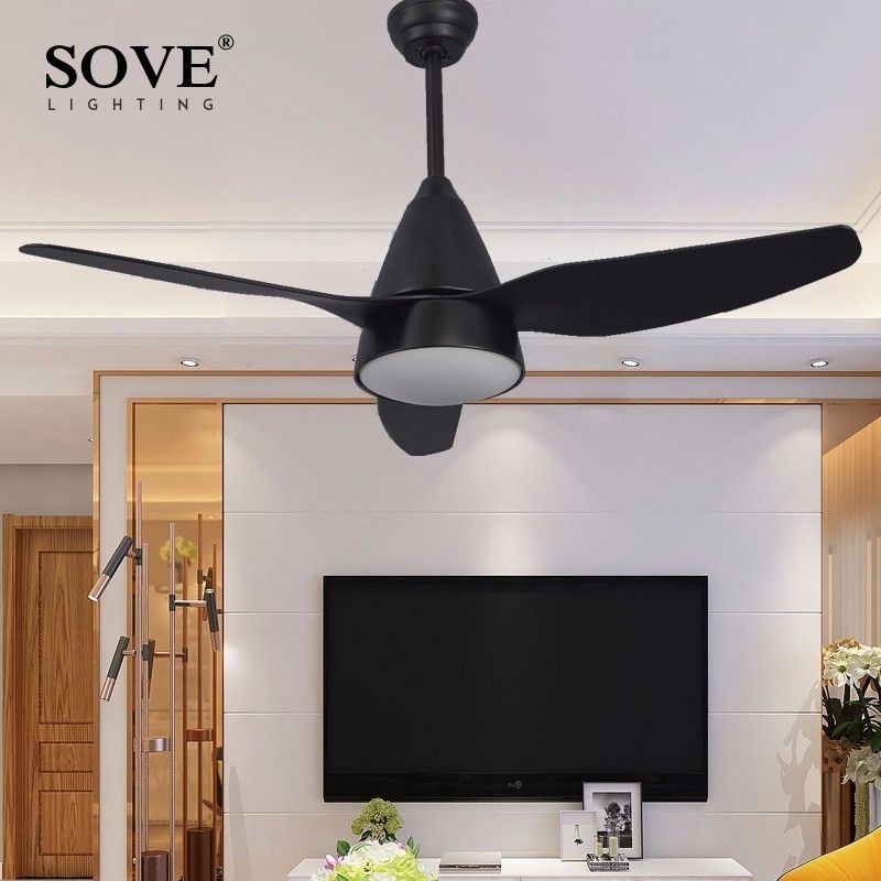 2019 Sove Modern Led Black Ceiling Fans With Lights Dining Room Living Room White Ceiling Fan With Remote Control Ventilador De Techo From Langui