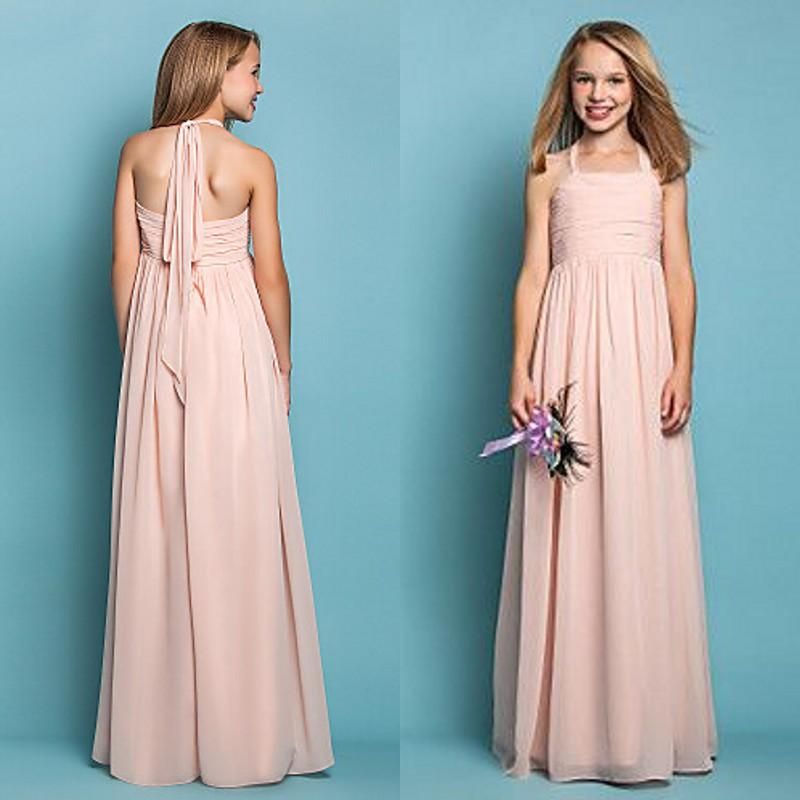 girls blush bridesmaid dress