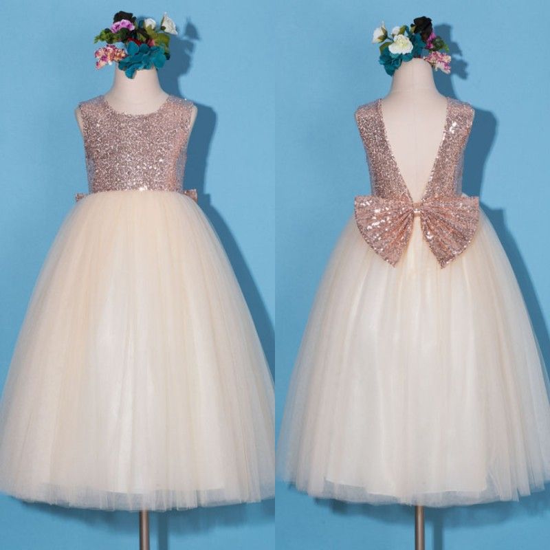 sequin top flower girl dress