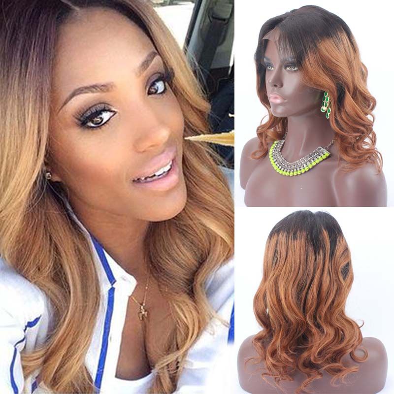 14inch Dark Roots Ombre Full Lace Wigs Brazilian 1b 30 Two Tone