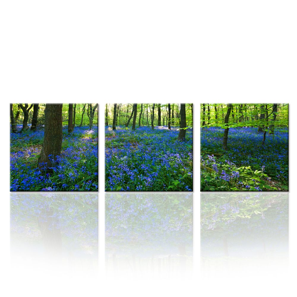2020 Triptych Forest Canvas Prints Wall Art Stretched Modern Decor Paintings Purple Flowers Picture Giclee Artwork For Living Room Set From Creativearts 18 1 Dhgate Com