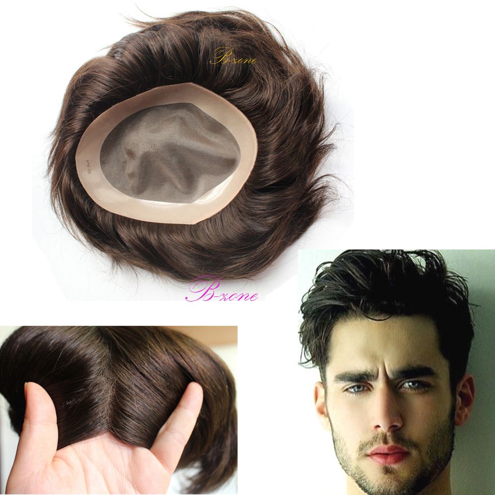 2021 Mono Base With PU Around Mens Toupee Real Human Hair Pieces For ...