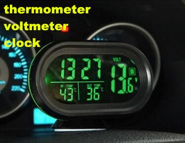 1Pcs Horloge NuméRique 12-24V Voiture Lcd ThermomèTre Ou VoltmèTre Bleu 0.6W