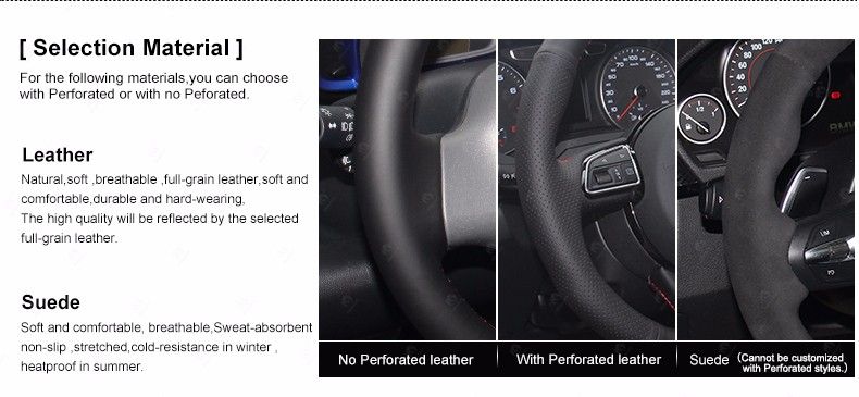 DIY Black Suede Genuine Leather Steering Wheel Cover For Honda Accord 9