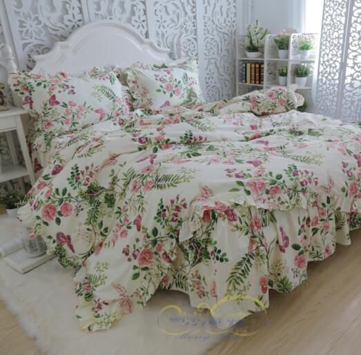 Green Leaves Red Flowers Plants Flowers Twill Pure Korean Princess