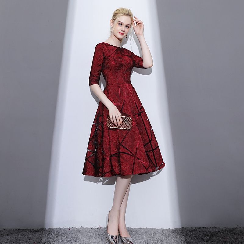 tea length burgundy dress