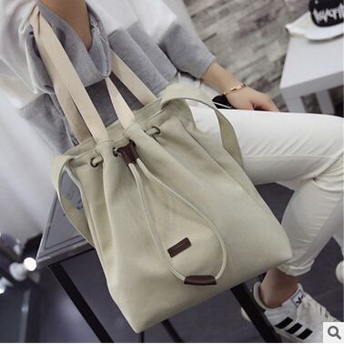 drawstring bucket bag canvas