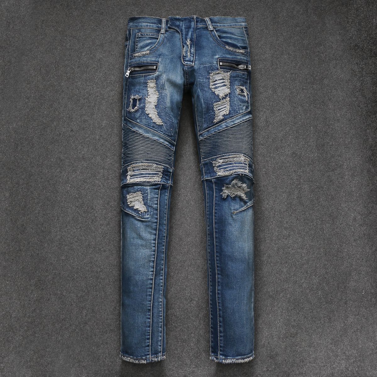 destroyed biker jeans