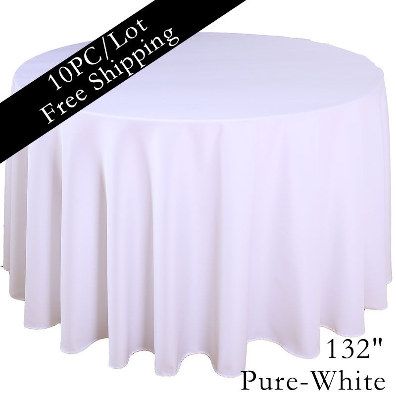 White Hotel Table Linen 132 Inch Round Seamless Table Linen Home