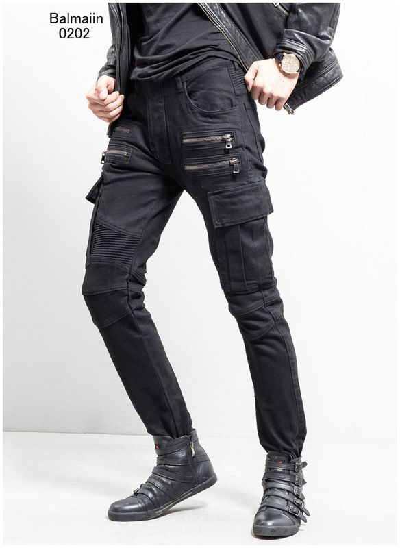 balmain cargo biker jeans