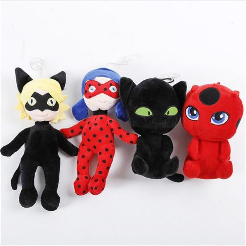 2019 79 11 Inch Anime Stuffed Animal Miraculous Ladybug Plagg Plush Kawaii Toys Cat Noir Lady Bug Adrien Marinette Tikki Kids Plush Dolls Size From