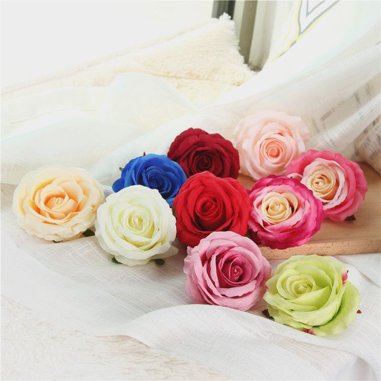 Acheter 9 Cm Artificielle Rose Têtes De Fleurs En Soie Décorative Fleur Partie Décoration Mur De Mariage Bouquet De Fleurs Blanc Roses Artificielles