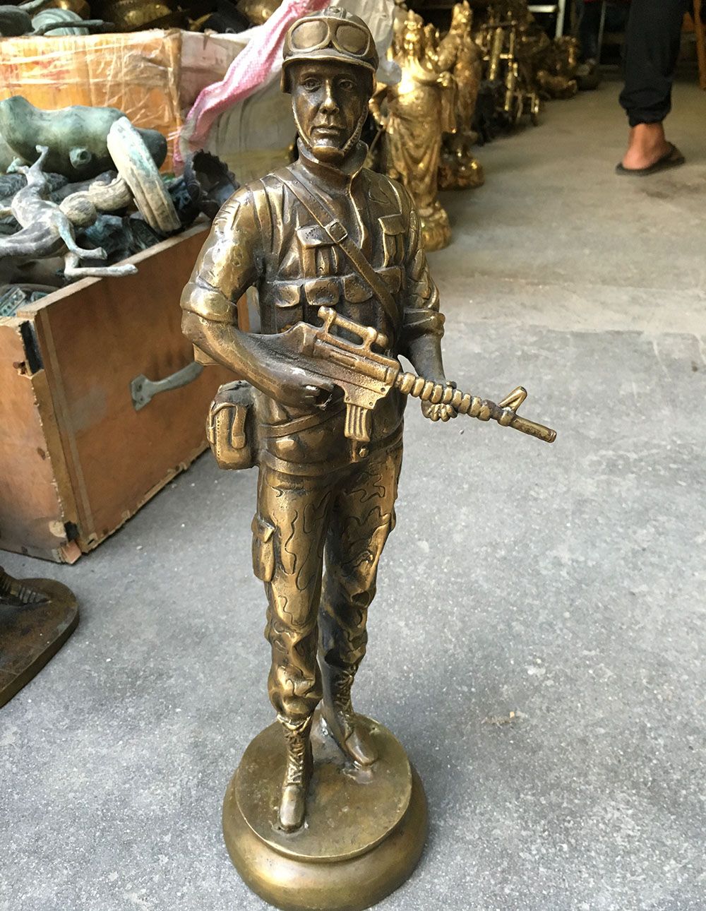 Escultura de bronce busto soldado militar escultura de bronce 16cm Soldier Sculpture 