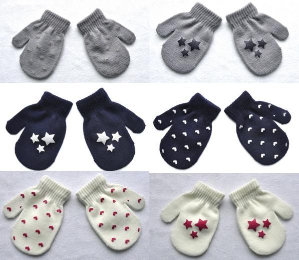 Star Heart Dot Pattern Baby Kids Gloves Boys Girls Winter Warm Knitted Mittens
