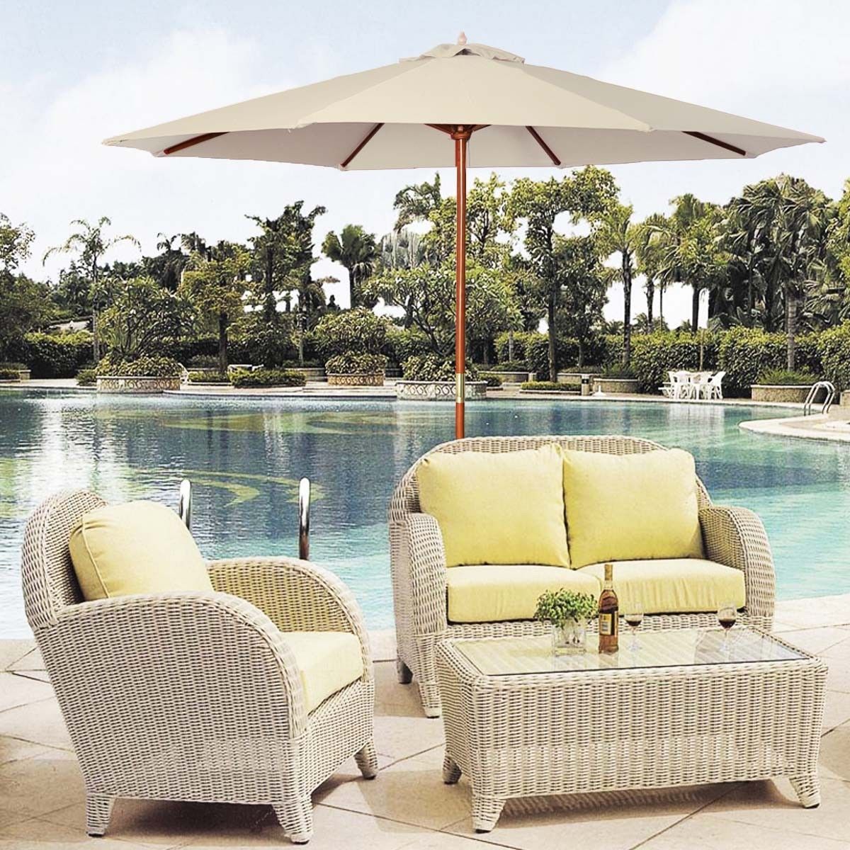 2020 9 Ft Wooden Patio Umbrella Sun Shade Wood Pole Outdoor Beach Cafe Garden Beige From Huangrui668 73 09 Dhgate Com