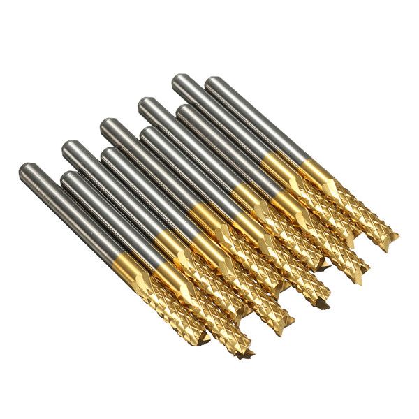 10Pcs 1//8/" 3.175mm Carbide End Mill Titanium Coated CNC Router PCB Engraving Bit