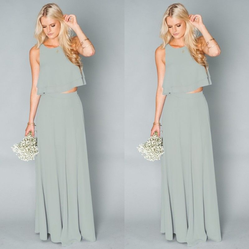 chiffon two piece bridesmaid dresses