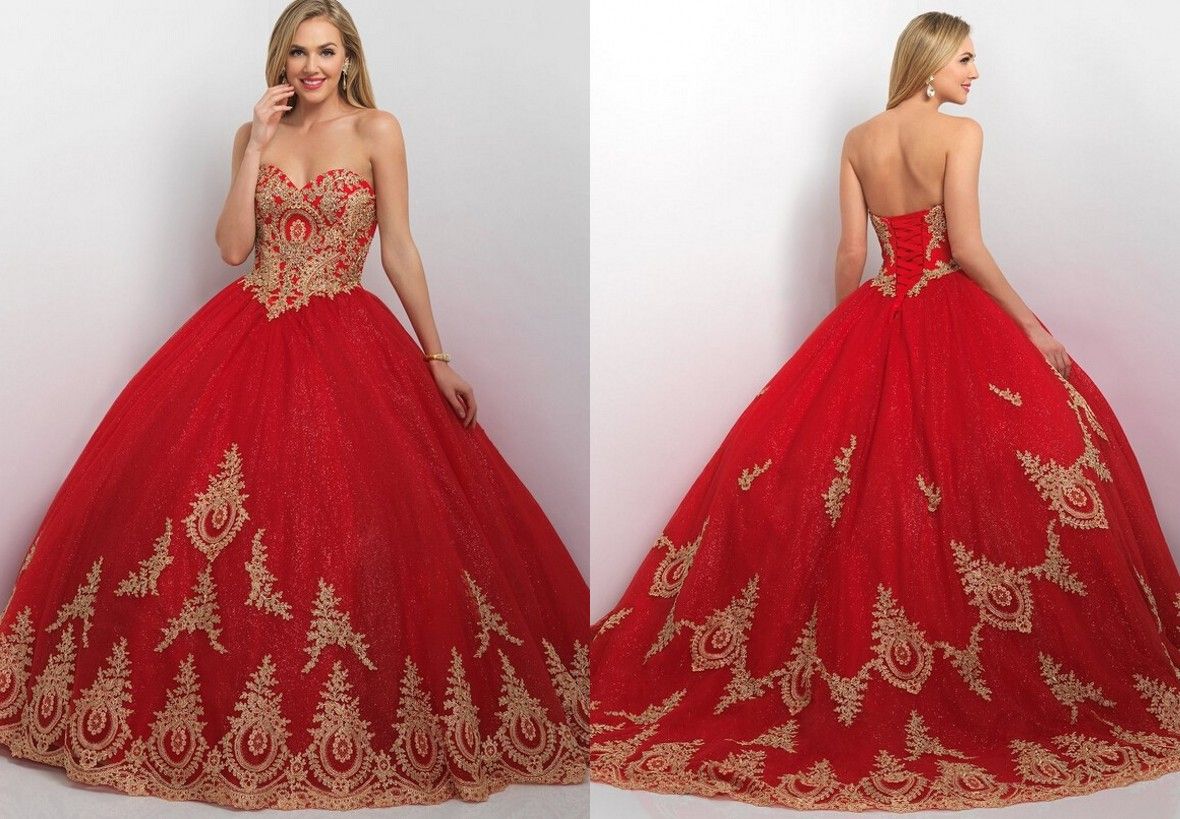 red and gold dama dresses