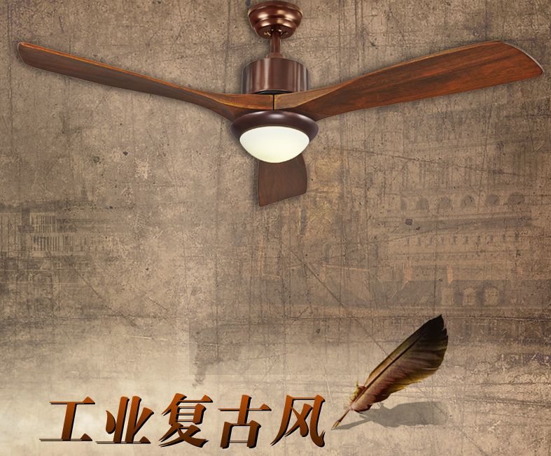 2019 American Rustic Living Room Ceiling Fan Lights 56inch Led Industrial Light Solid Wood Door Leaf Dining Fans From Luohuisi