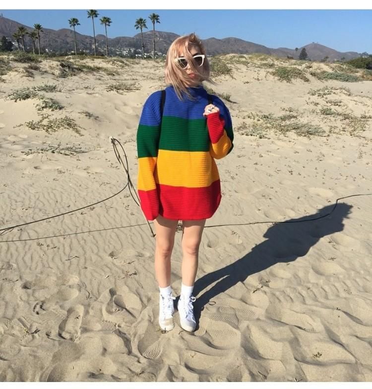 Unif Crayola Sweater Arc En Color Block 