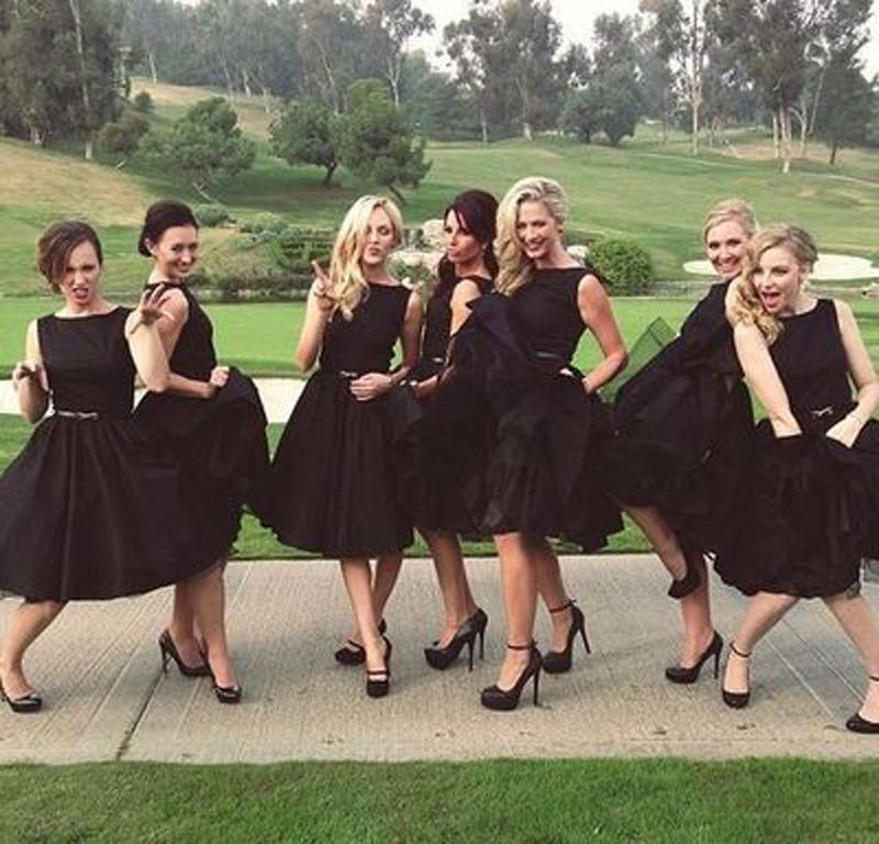 black knee length bridesmaid dress