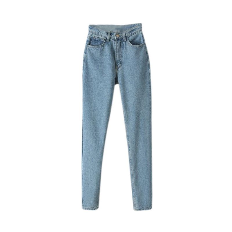 Al por mayor-2017 Mujeres de la manera Casual Europa recta Jean Haren alta cintura Suavizador pantalones Jeans vende caliente tamaño 24-29